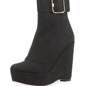Stella McCartney faux sueded wedge bootie